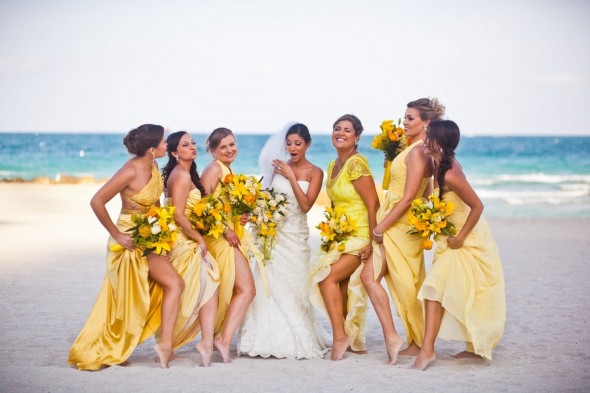 Yellow Beach Themed Wedding