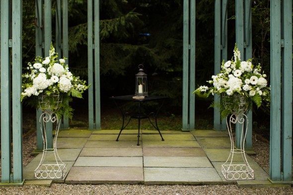 Large Bouquets of Flowers Decorate Outdoor Wedding Ceremony
