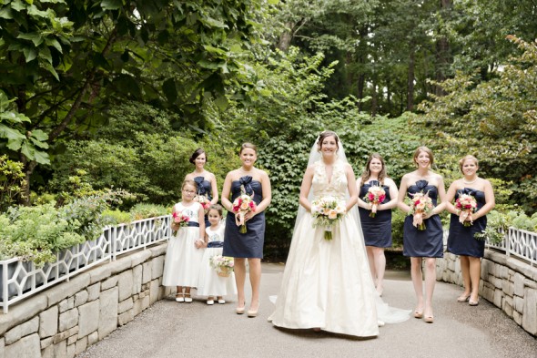 Bridesmaids in Navy Blue Short Dresses