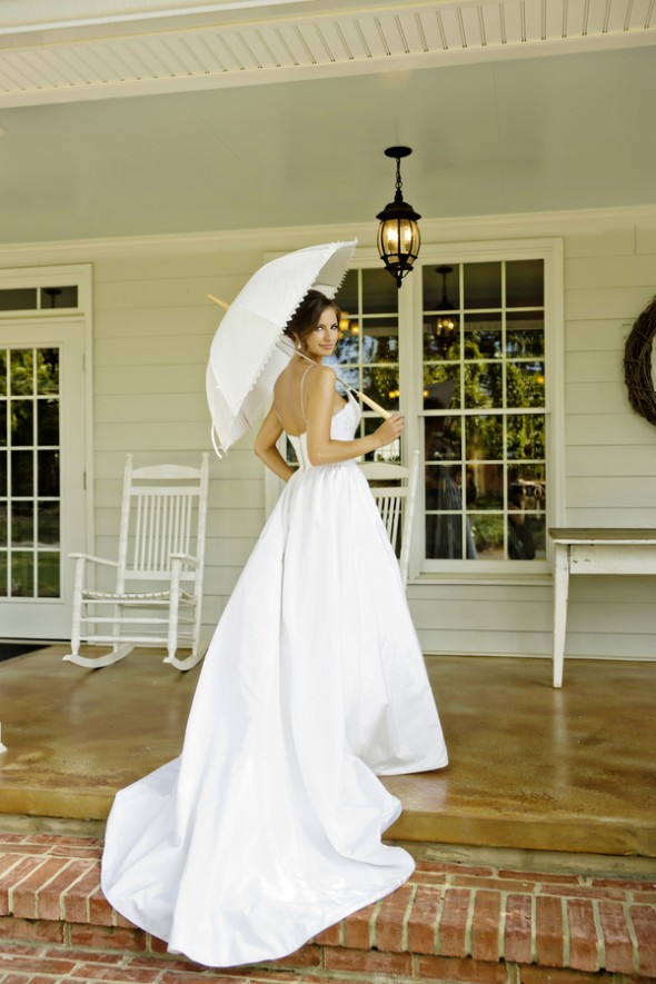 Southern Bride with White Sun Umbrella