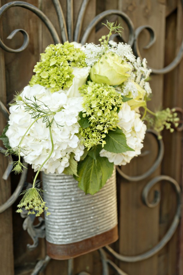 White and Green Flowers on Door of Wedding Ceremony