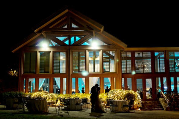 Country Club Reception with Turquoise Lights
