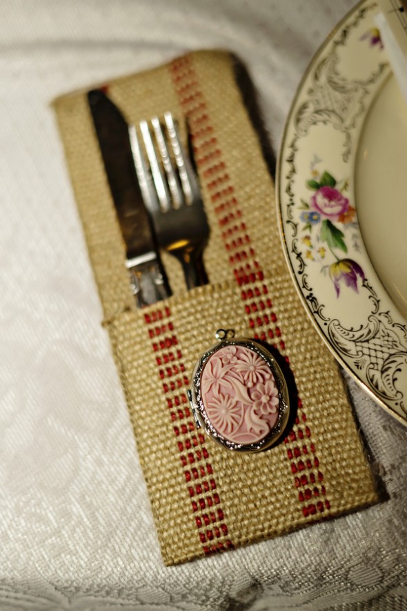 Wedding Decor Burlap and Charms to Hold Silverware