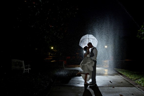 Bride and Groom and Rain
