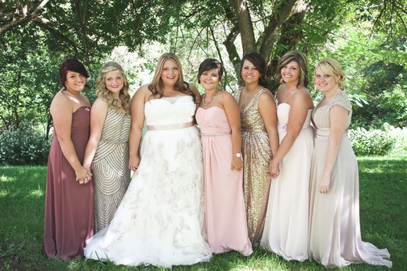Bride and Bridesmaids in Long Dresses