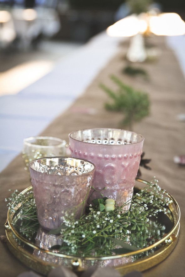 Rose Colored Glas for Wedding Centerpiece