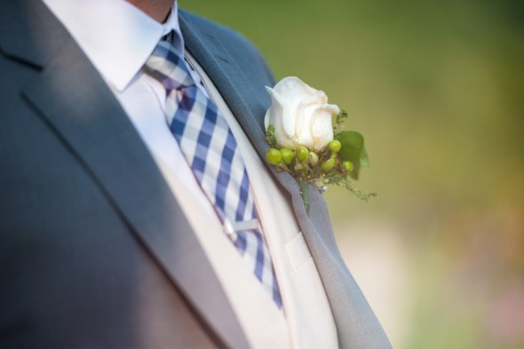 Groom with Blue Checked Tie