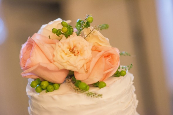 Wedding Cake with Roses as Cake Topper