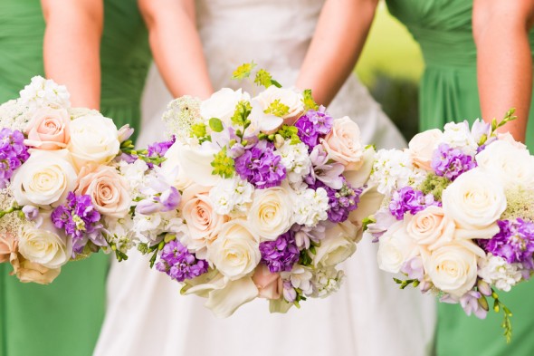 Purple and White Bridal Bouquets