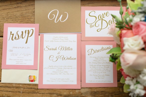 Pink and Gold Wedding Invitation Suite