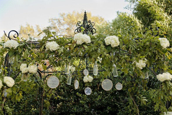 Hanging Decorations on Arbor for Outdoor Wedding Ceremony
