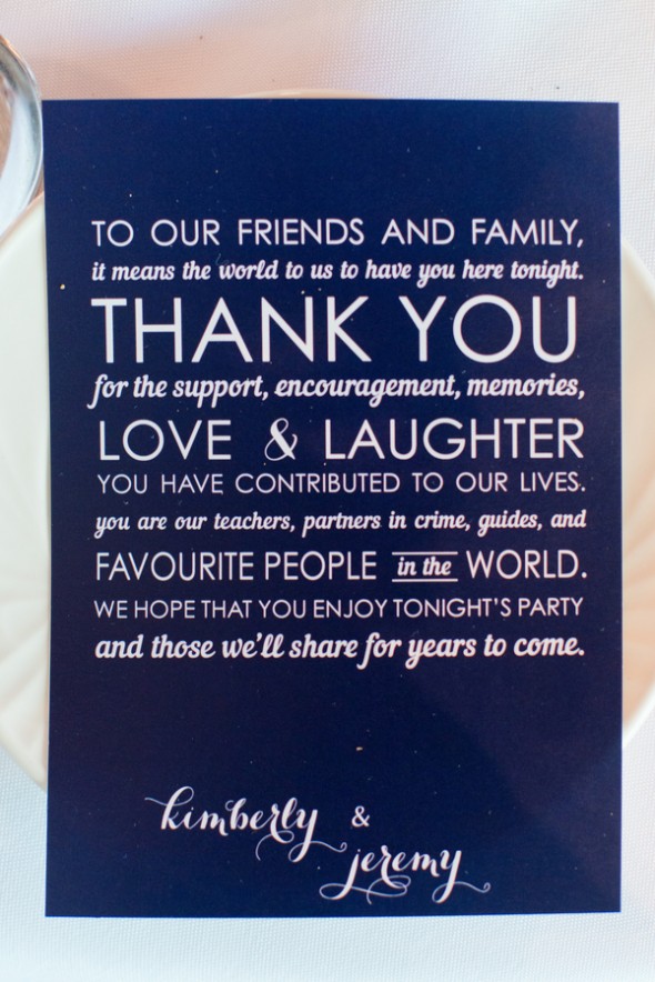 Wedding Thank You Card in Navy Blue and White