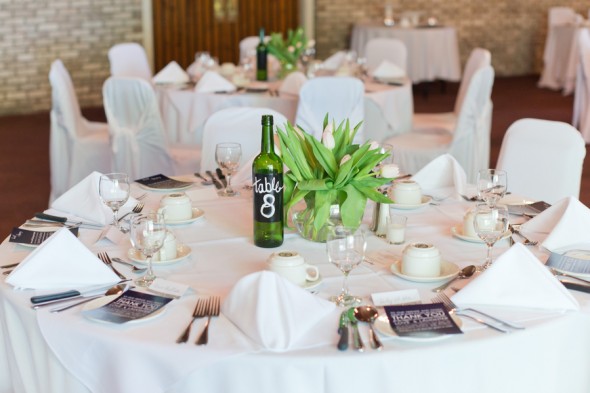 Wedding Table Numbers on Wine Bottle with Chalk