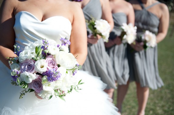 Purple and White Floral Bridal Bouquet
