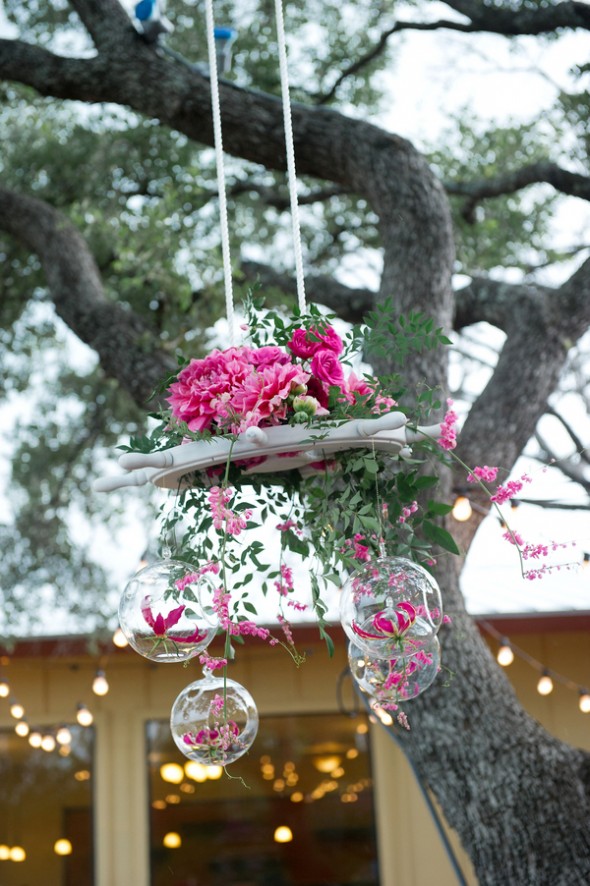 Wedding Decor Wagon Wheel with Hanging Flowers 