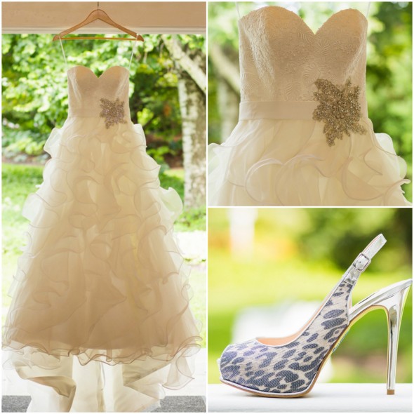 Ruffled Wedding Dress and Stiletto Shoes